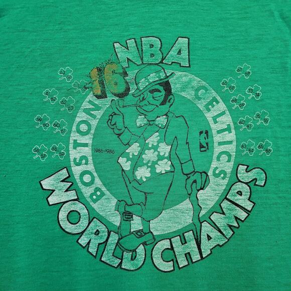 VTG 80s 1986 Boston Celtics T-Shirt Paper Thin Single Stitch Larry Bird Era XL - Picture 2 of 8